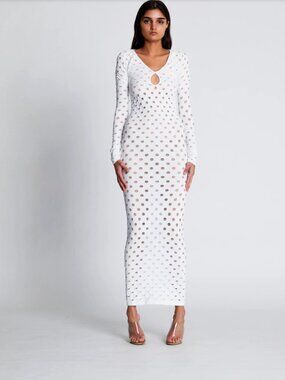 Maisie Wilen Made in Los Angeles Perforated Long Sleeve Gown Size 0/S
